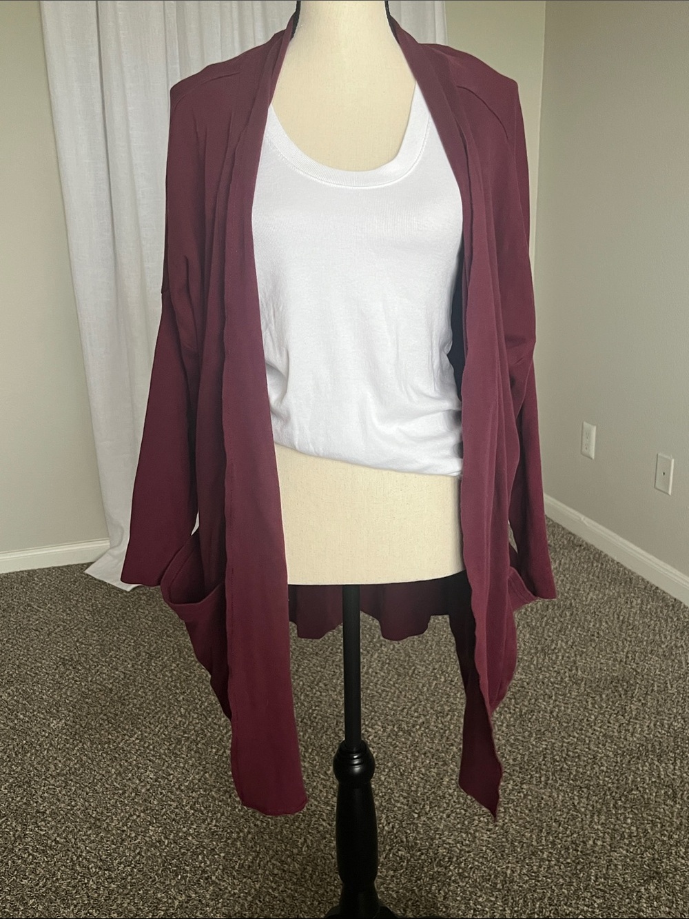 Pact 100% Organic Cotton Airplane Cardigan 3/4 Sleeves Drop Shoulder M L XL XXL